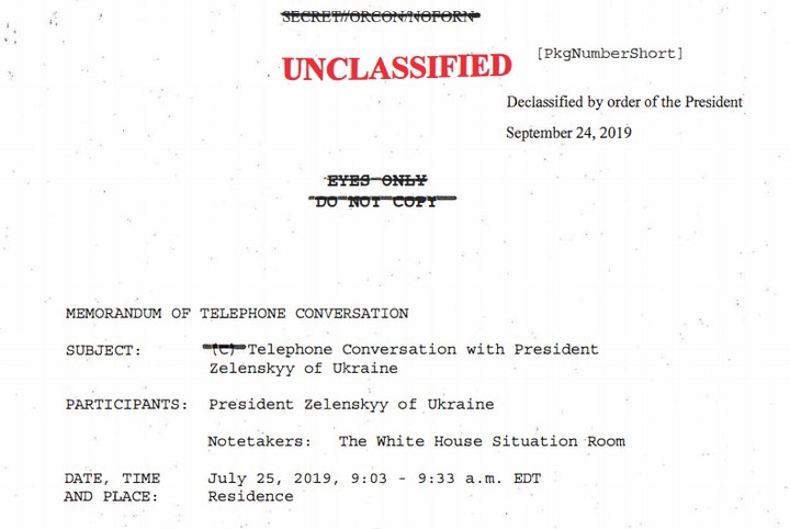 Опубликована расшифровка засекреченного разговора Трампа с Зеленским