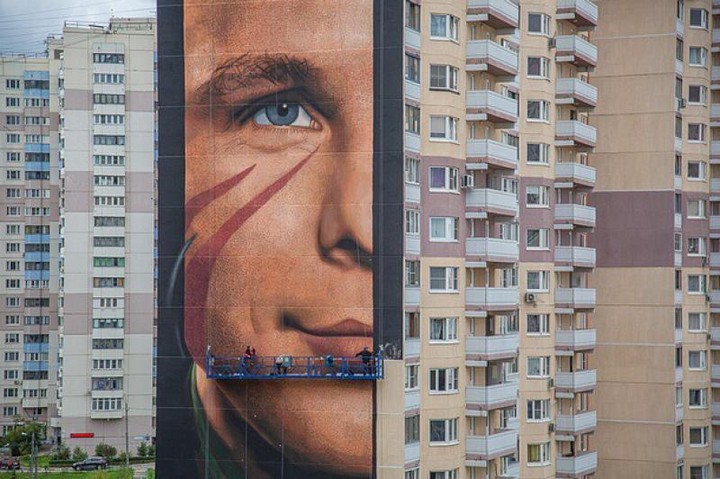 Граффити с Юрием Гагариным в Одинцове