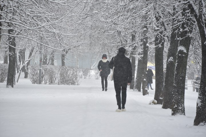 На уборку города от снега вышли люди и техника