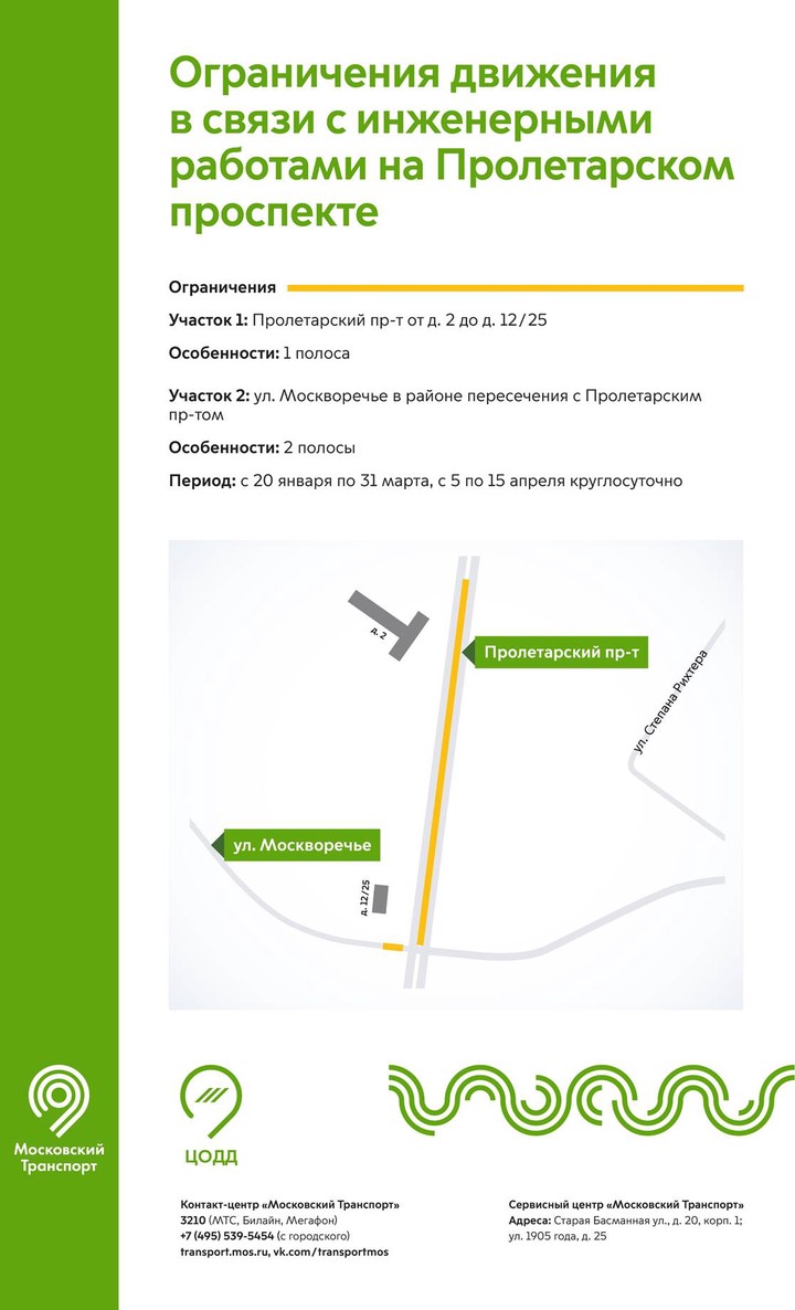 Движение на Пролетарском проспекте ограничат из-за инженерных работ