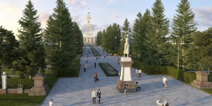 Благоустройство парка Северного речного вокзала завершат ко Дню города
