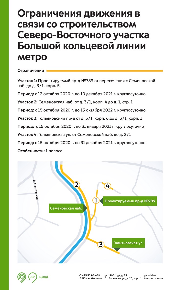 Движение на ряде улиц Москвы ограничат из-за строительства БКЛ