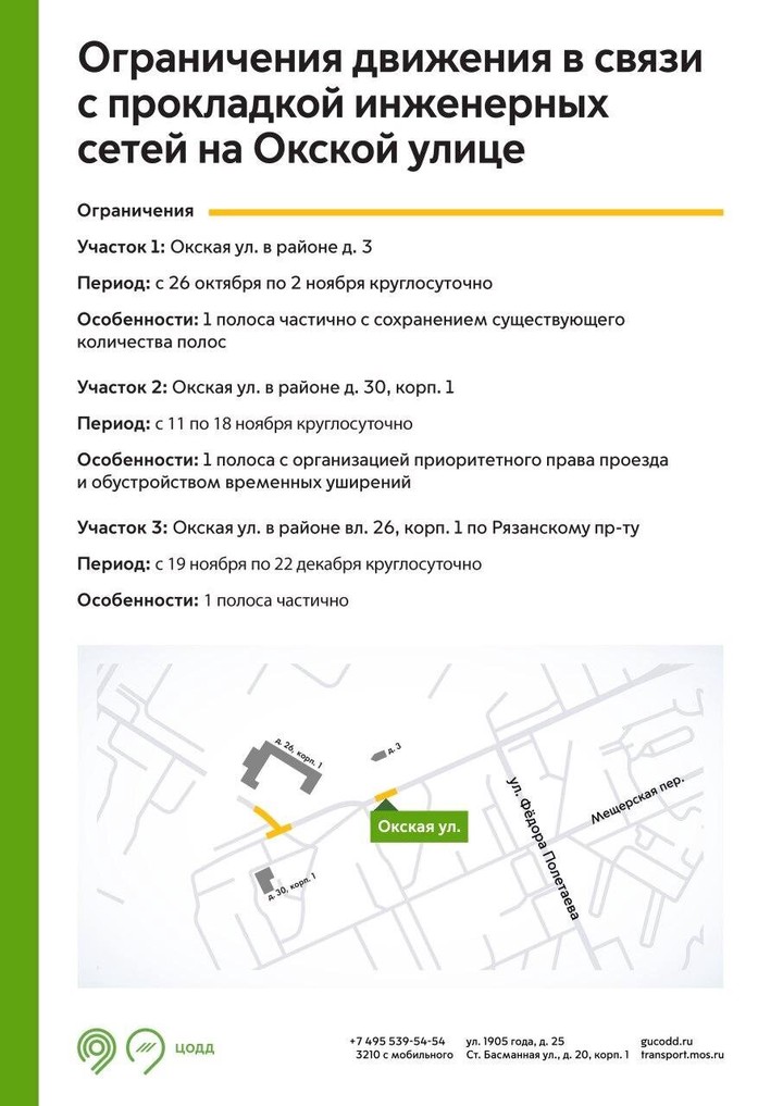 Движение ограничили в двух столичных округах из-за прокладки инженерных сетей