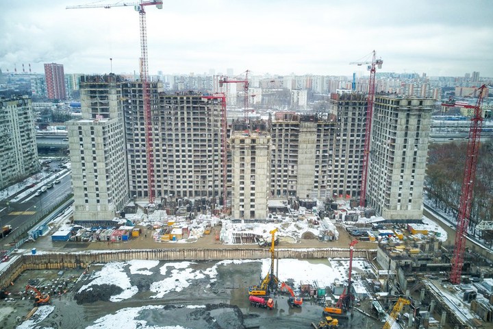 Строительство жилых домов на месте снесенной Ховринской больницы на севере Москвы