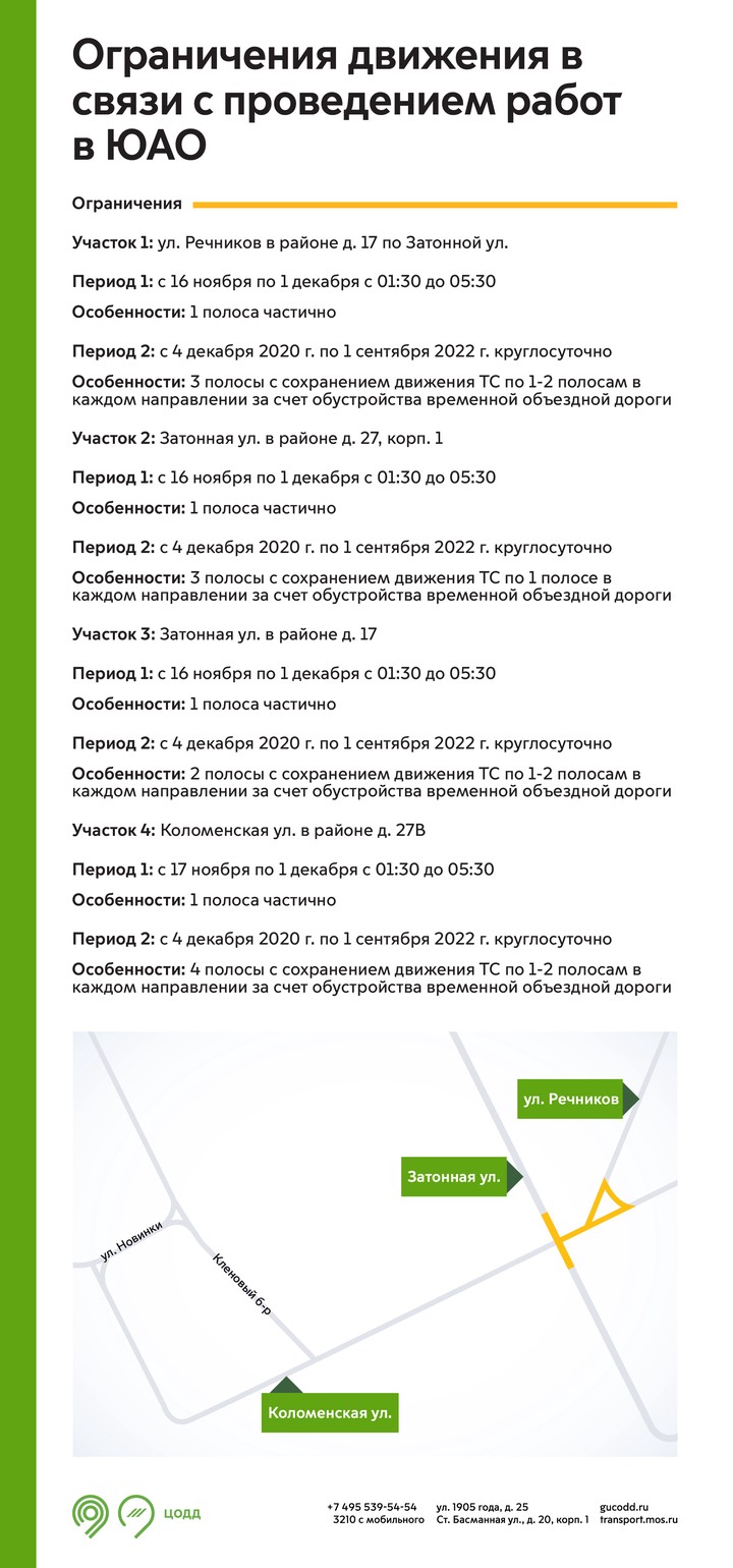 Водителей предупредили об ограничении движения на юге Москвы