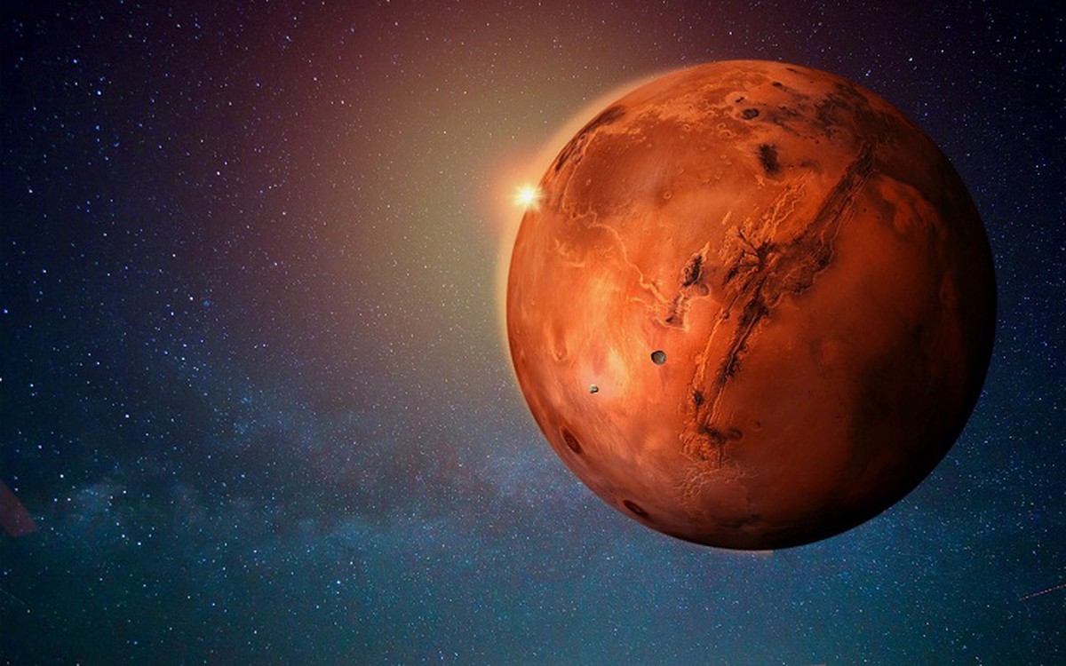 Опубликованы кадры одновременного противостояния Марса и его покрытия полной Луной