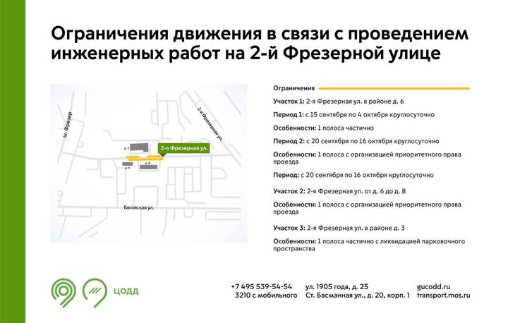 Схема движения временно изменится на нескольких улицах в САО, ЮВАО и ВАО