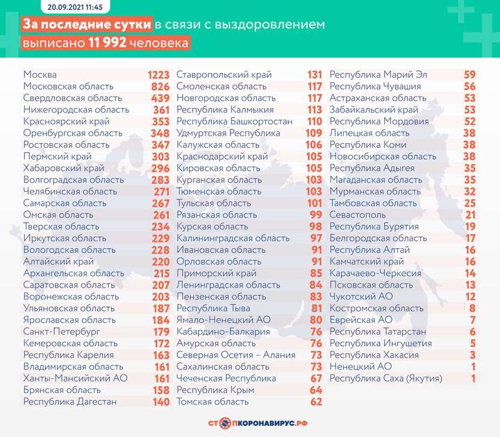 В России выявили 19 744 новых случая коронавируса за сутки