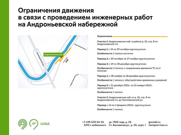 Движение ограничат в нескольких округах Москвы с 15 октября