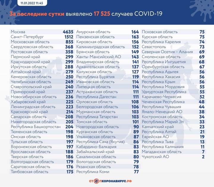 В России выявили 17 525 новых случаев коронавируса за сутки
