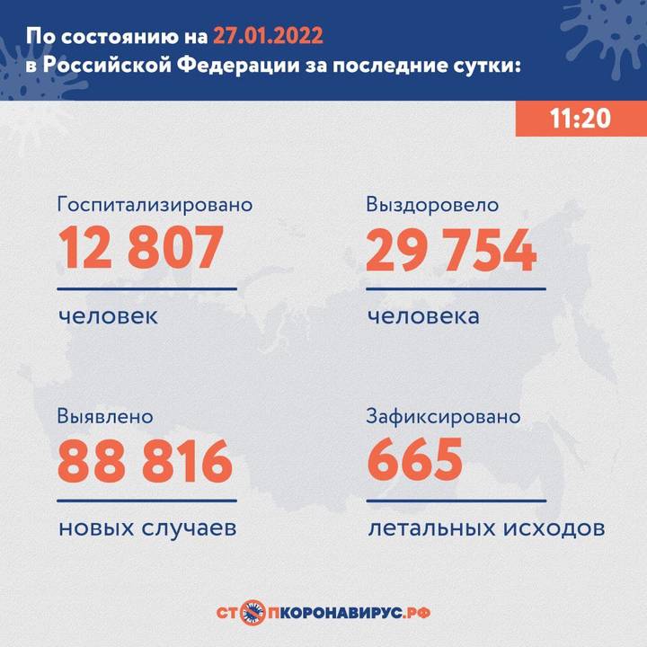 В России выявили 88 816 новых случаев коронавируса за сутки