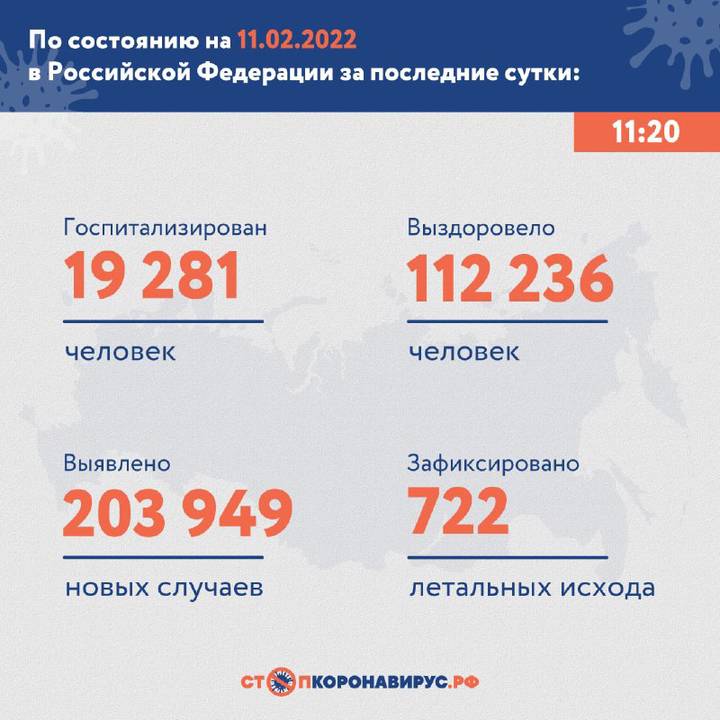 В России выявили 203 949 новых случаев коронавируса за сутки
