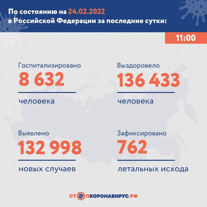 В России выявили еще 132 998 новых случаев коронавируса за сутки