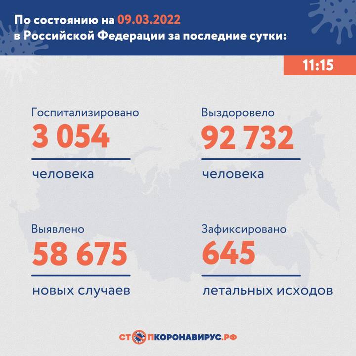 В России выявили 58 675 новых случаев коронавируса за сутки