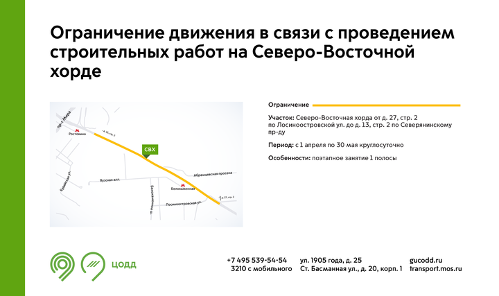 Движение транспорта ограничат на Северо-Восточной хорде