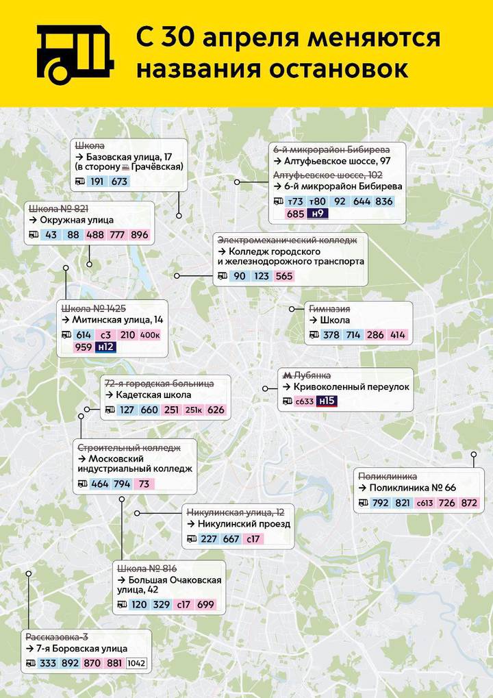 Москвичей предупредили об изменении названий ряда остановок