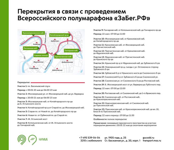 Движение в центре Москвы ограничат из-за велофестиваля и полумарафона