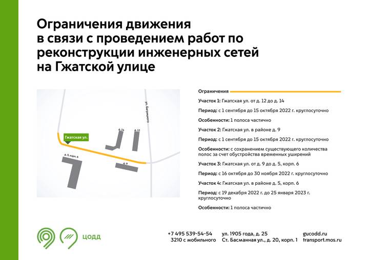 Движение ограничат в ряде районов Москвы из-за ремонтных работ