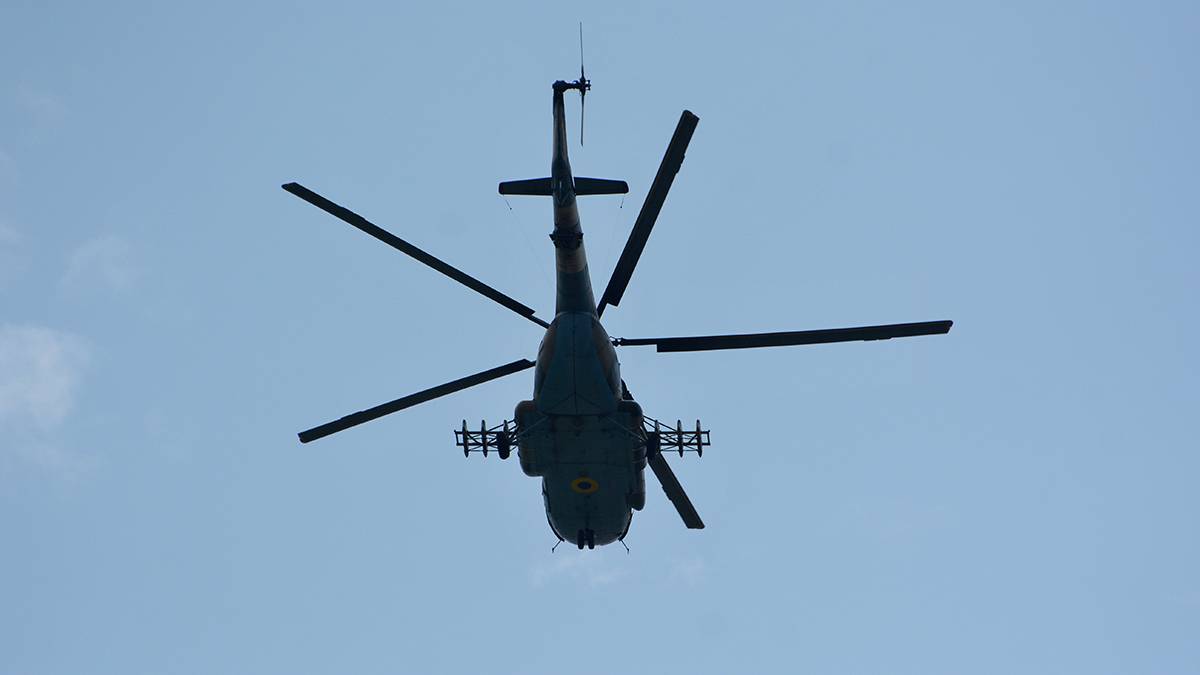 Появилось видео падения вертолета Ми-8 в Клинцах