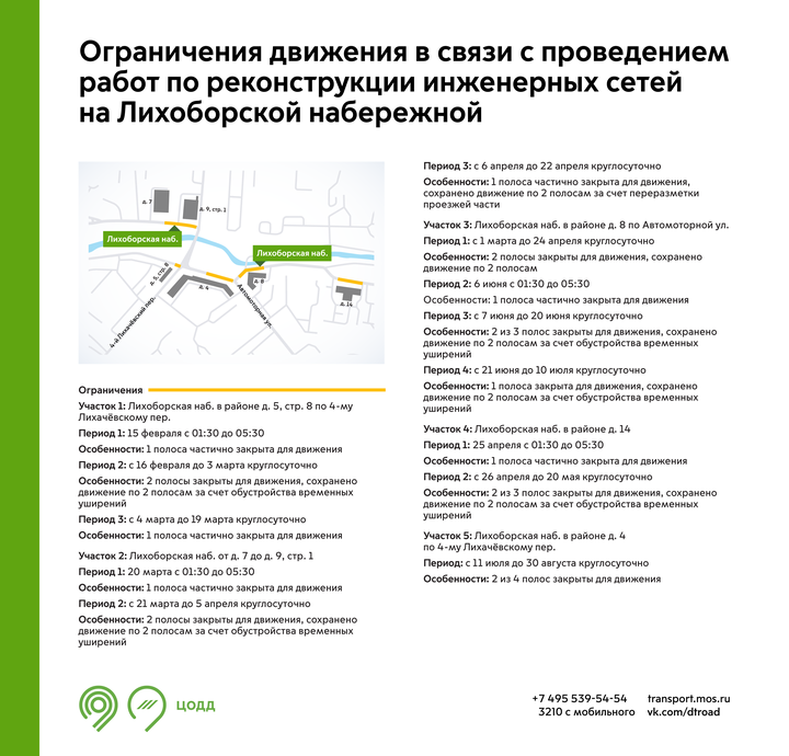 Схема движения изменится на участках Северного и Новомосковского округов