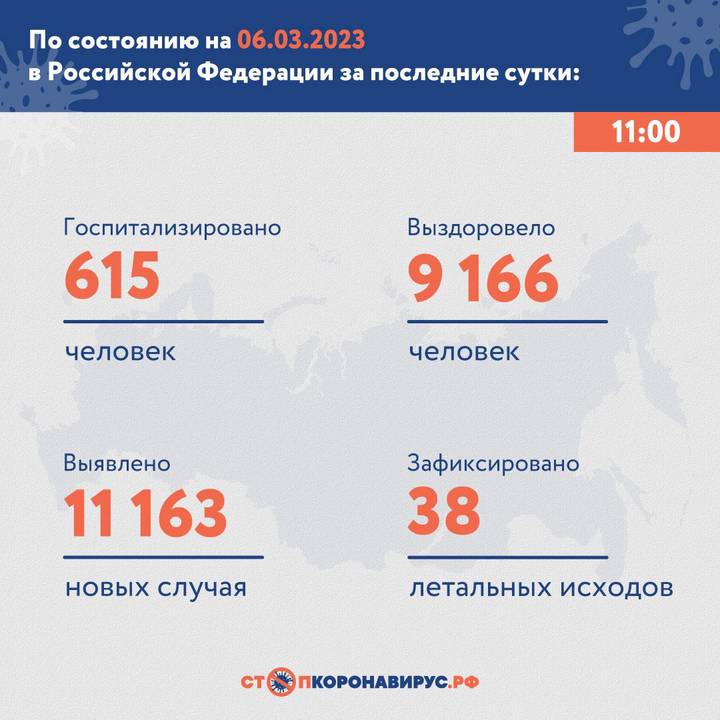 В России за сутки выявили 11 163 новых случая коронавируса