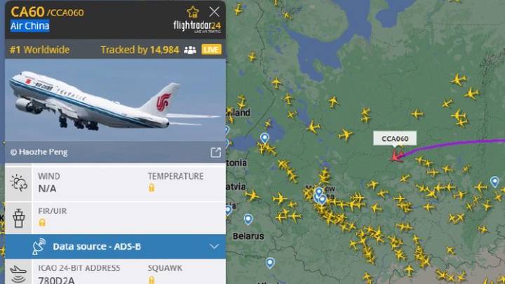 Почти 15 тысяч пользователей Flightradar в прямом эфире следят за самолетом Си Цзиньпина