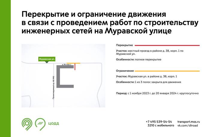 Движение транспорта на Муравской улице будет ограничено до 20 января