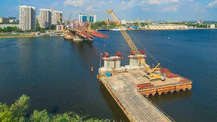 Строительство моста через Кожуховский затон / Фото: АО «Мосинжпроект»