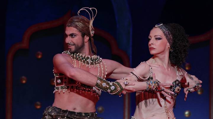 Николай Цискаридзе и Ильзе Лиепа в сцене из балета «Шахерезада», 2013 год / Фото: РИА Новости Николай Цискаридзе и Ильзе Лиепа в сцене из балета «Шахерезада», 2013 год / Фото: РИА Новости