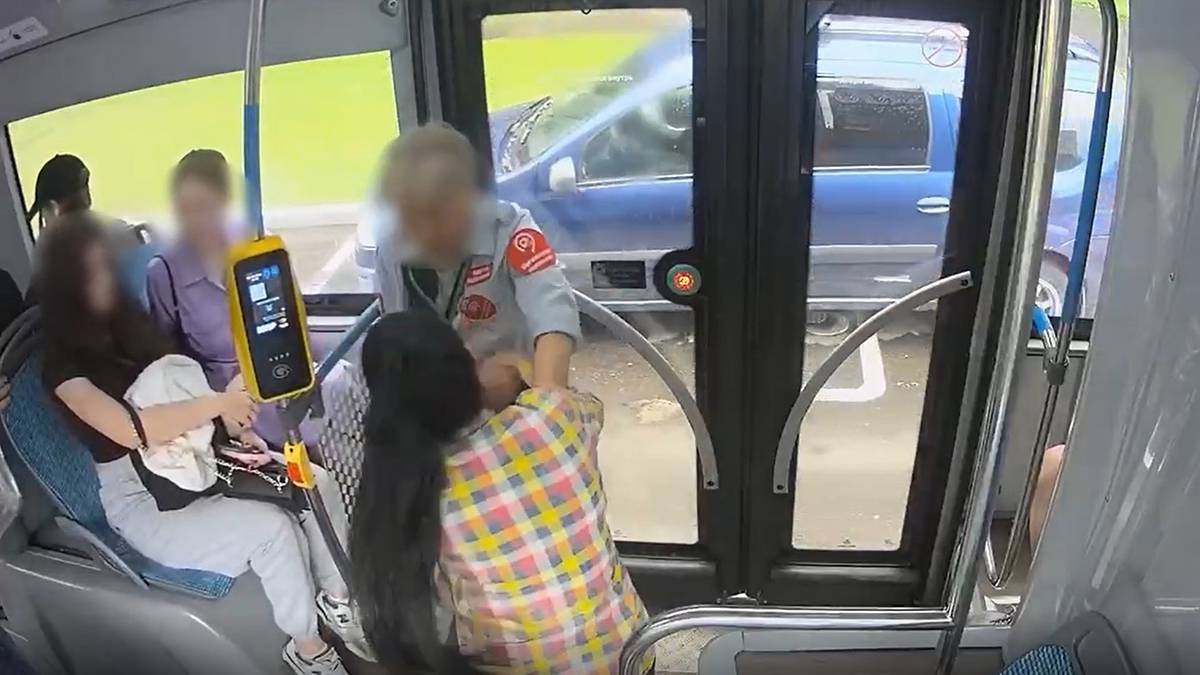 В Москве гражданка Узбекистана напала на контролера автобуса. Видео