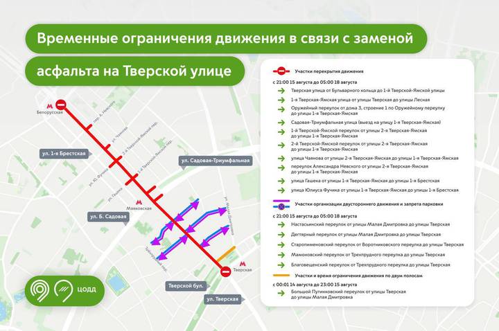 Водителям напомнили о перекрытиях улиц в центре Москвы на несколько дней