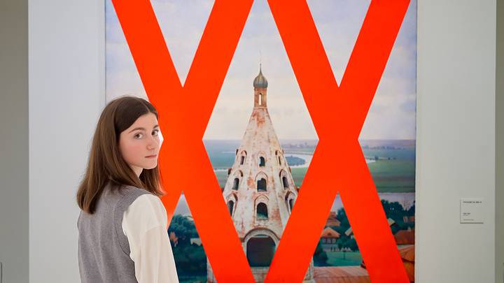 Пресс-показ выставки ​​«Эрик Булатов. Избранные страницы» в РОСИЗО / Фото: Дмитрий Дубинский / Вечерняя Москва