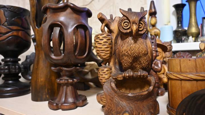 Резной кубок и композиция «Сова у дупла»