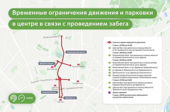 Перекрытия в центре Москвы 7 июня 2026 года