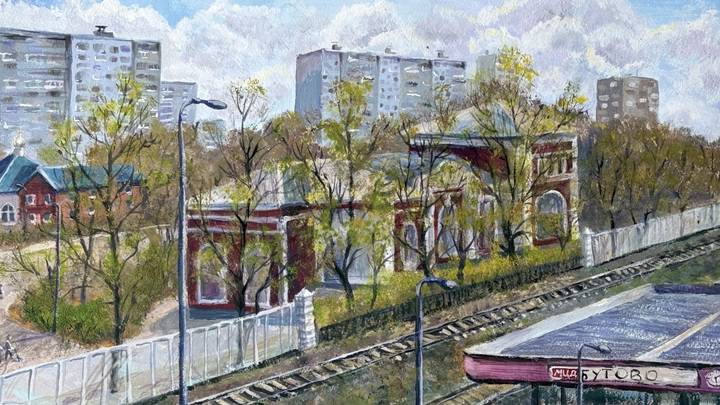 «Железнодорожный вокзал Бутово», рисунок Анастасии Трунькиной